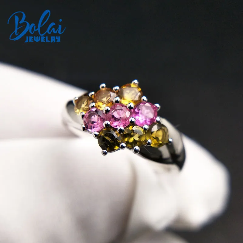 

Bolai delicate natural tourmaline ring 925 sterling silver fancy color gemstone fine jewelry for women wedding comfortable rings
