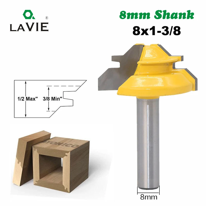 LA VIE 1 мм шт. 8 мм хвостовик 45 градусов замок Miter фреза 1/2 наличии Средний замок Miter фрезерный бит резьба по дереву шип нож MC02010