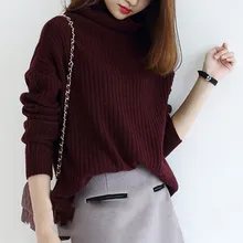 2018-Autumn and winter new sweater women's high collar loose wild sweet slim slimming sweate-Free shipping