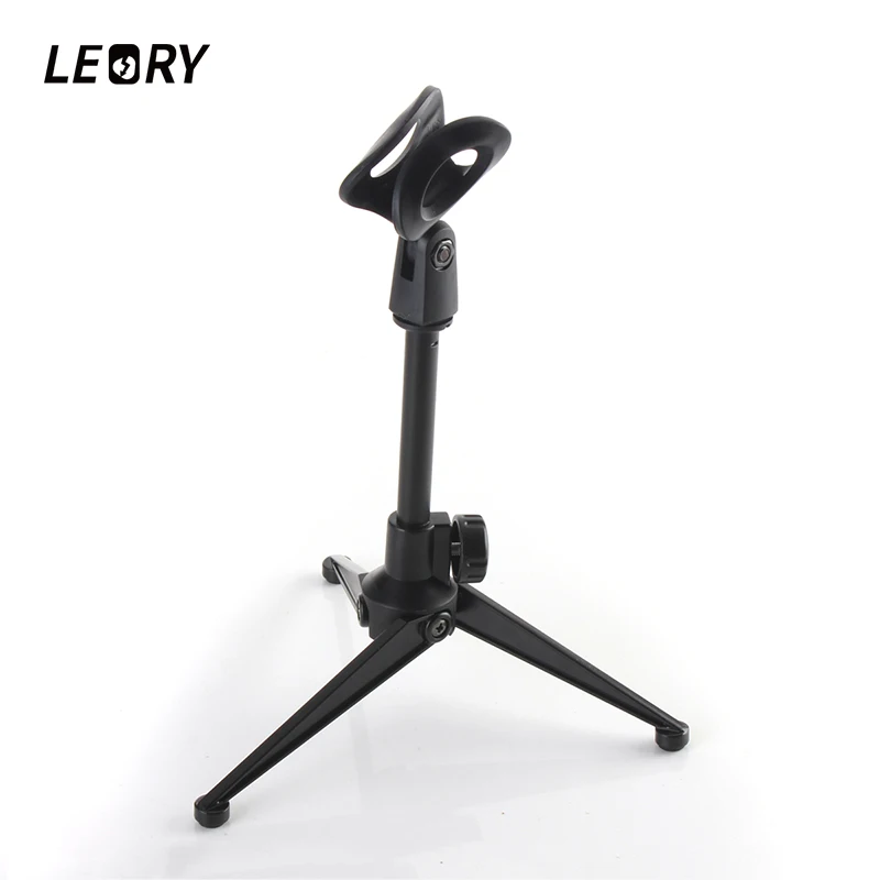 

LEORY Desktop Microphone Tripod Foldable Microphone Stand Holder Adjustable Mic Clip Mount Shock For Table Karaoke Microphones