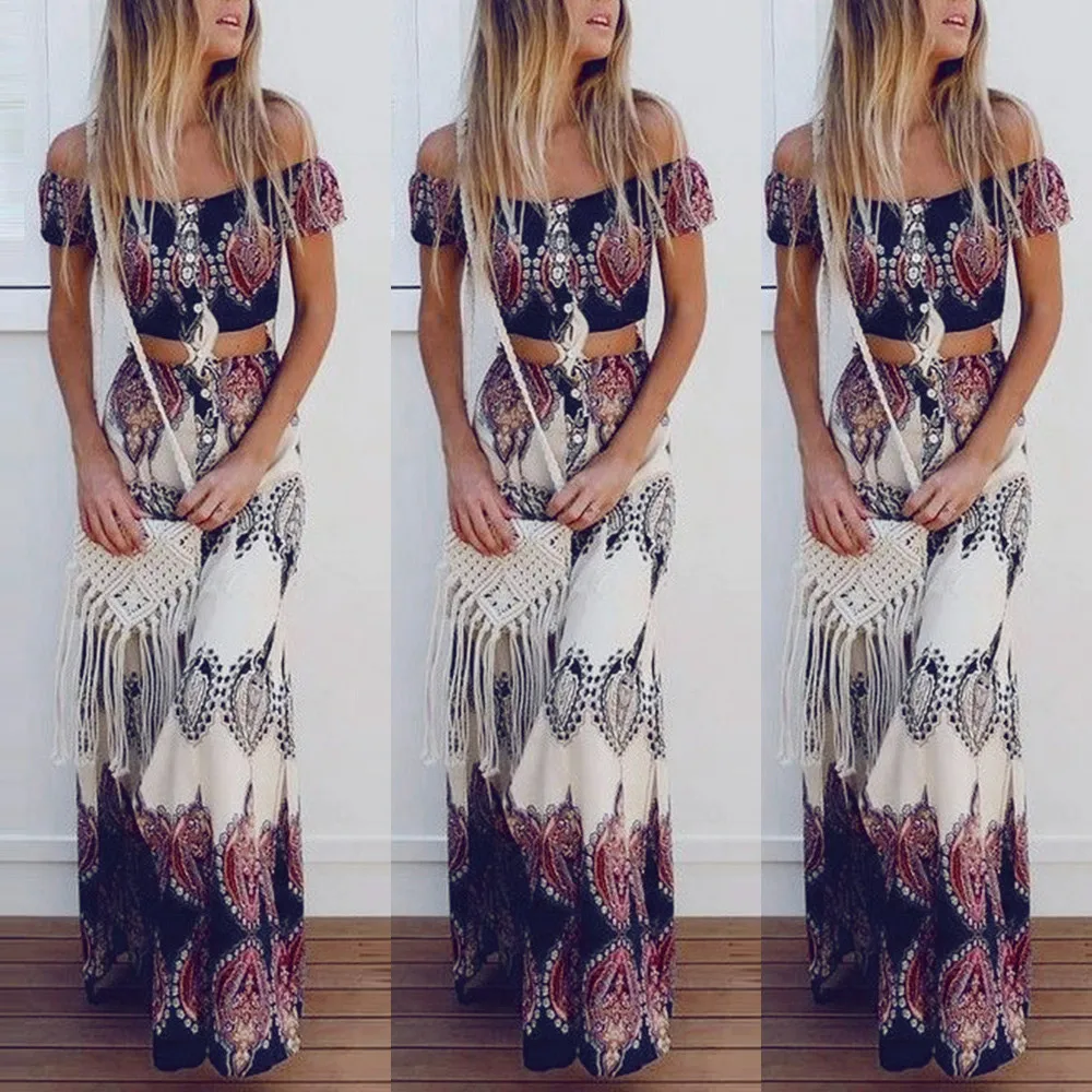 

Tracksuit For Women two piece set conjuntos de mujer Womens Summer Beach Printing Vest Shirt Tops Blouse Skirts 2PCS Set #50