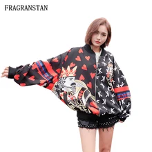 Для женщин Демисезонный новые модные Фонари рукавом Пальто для будущих мам женский письмо покер личность с Куртки Повседневное Свободные Топ jq347