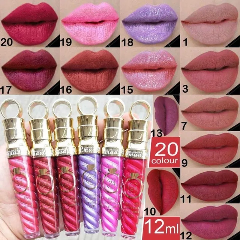 

20 color threaded tube radish head matte metal pearlescent lip gloss lipstick lasting lip balm waterproof liquid