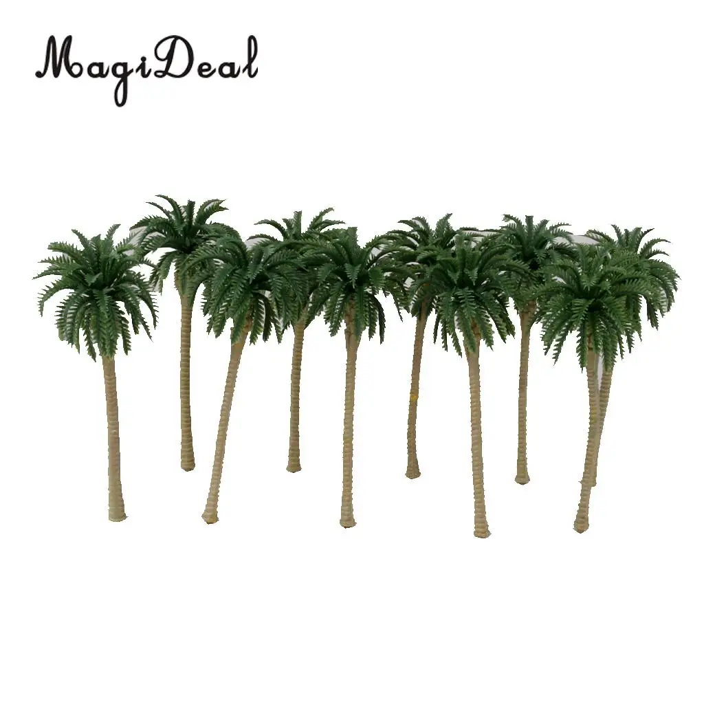 10Pcs 1:75 Scale Plastic Model Trees Artificial Coconut Palm Trees Rainforest Forest Beach Seaside Scenery  Layout