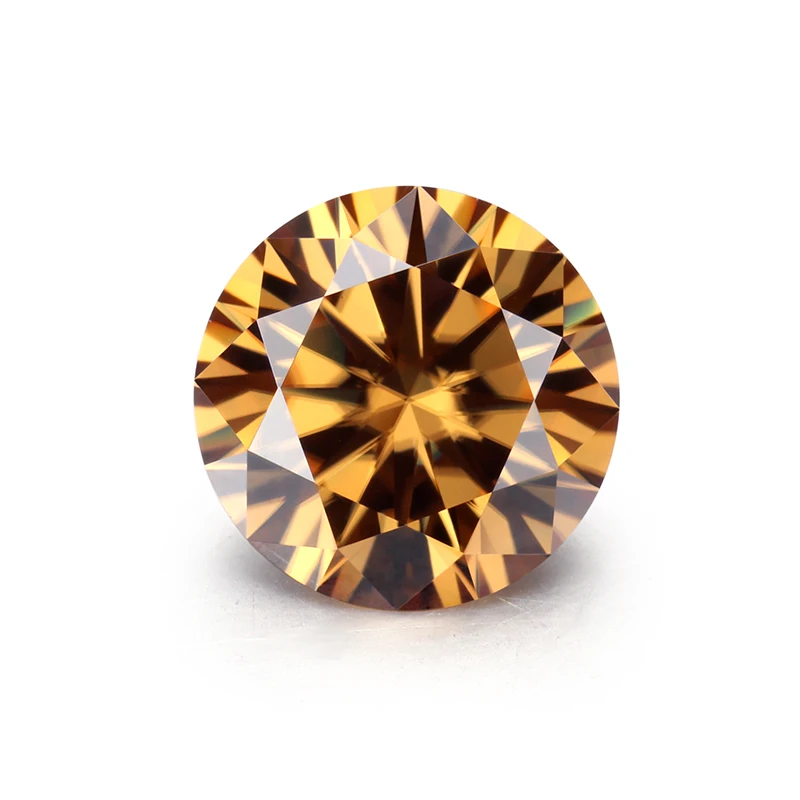champagne 10mm round cut test positive gem stones moissanites jewelry stone