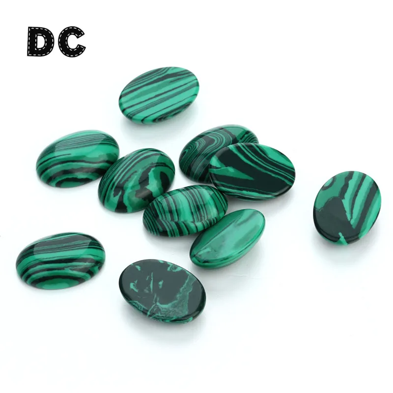 10pcs 천연 석재 타원형 플랫 백 10x14/13x18/18x25mm 녹색 옥 공작석 검은 마노 사암 카보 숑 DIY 쥬얼리 만들기위한