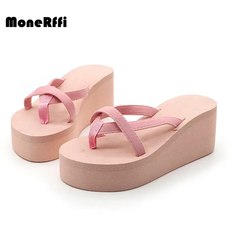 

MoneRffi Summer Women Casual Summer Platform Shoes Wedges Flip Flops Wedges Slippers Ladies Casual High Heels Outdoor
