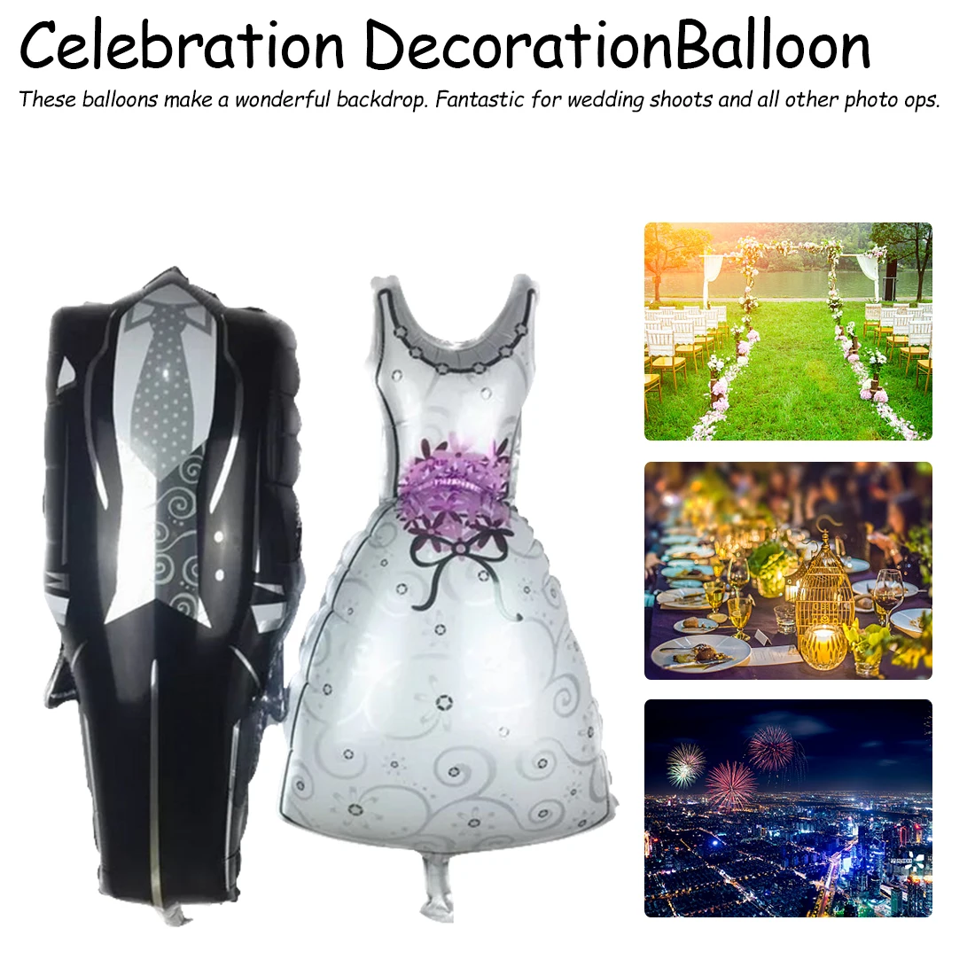 Medium Groom Bride Wedding Dress Aluminium Balloon Celebration Wedding Decoration Balloon
