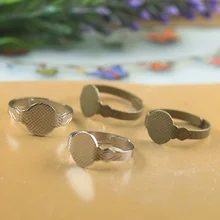 100pcs 10mm Pad ring blank Cameo Tray,Bronze/Gold/Silver Ring setting,Handmade DIY Zakka jewelry Finding