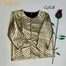 Cbucyi модные женские туфли Argyle золото Блёстки короткие Куртки три Quaters рукава верхняя одежда Пальто для будущих мам дамы тонкого Повседневное Базовые куртки для женщин