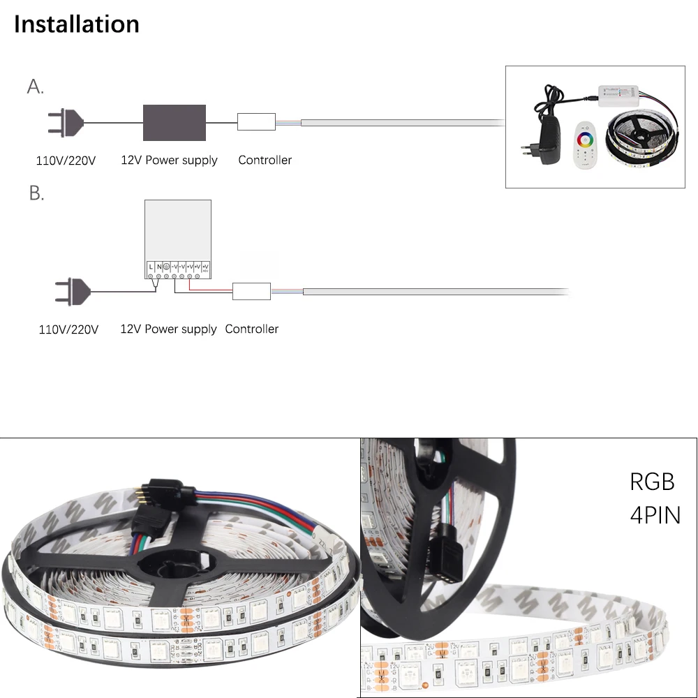 DC 12V SMD 5050 светодиодный RGB Водонепроницаемый 5M 60 Светодиодный s/m светодиодная лента 2,4G RGB светодиодный беспроводной пульт дистанционного управления EU/US Plug