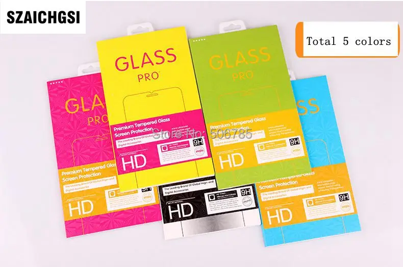 

wholesale 1000pcs Colorful Tempered Glass Screen protector Retail box Package packaging for iphone 5 6 7 8 plus x for samsung