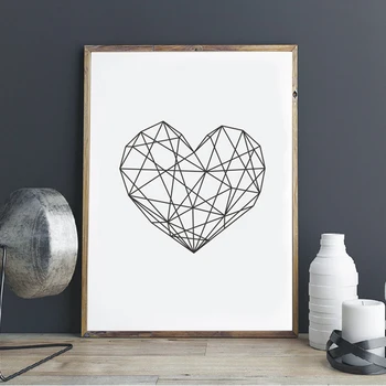 

Modern Heart Print Canvas Art Poster Geometric Heart Art Heart Wall Prints Nursery Office Home Decor Frame Not included