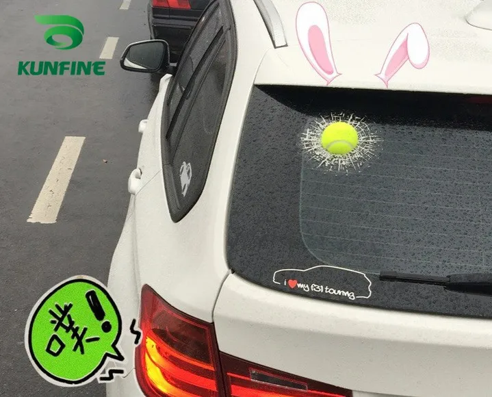 3D Tennis Ball Hit Window Car Sticker Tailgate Decal E