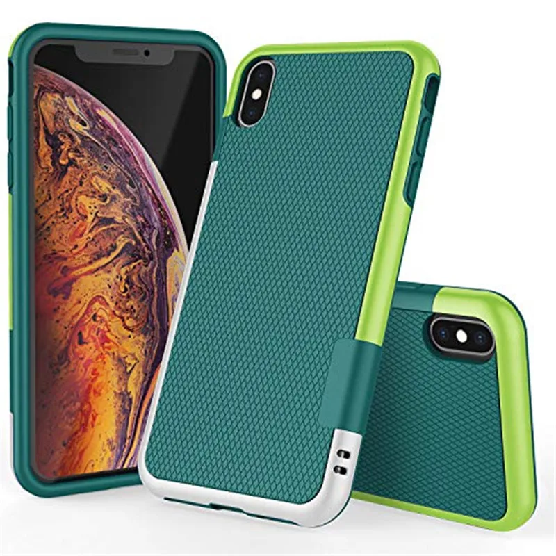 Ударопрочный Гибридный Силиконовый ударопрочный чехол для funda iPhone 11 Pro Max 7 8 6S Plus Xs Max XR против скольжения Capa Coque чехол для iPhone 7 - Цвет: Green