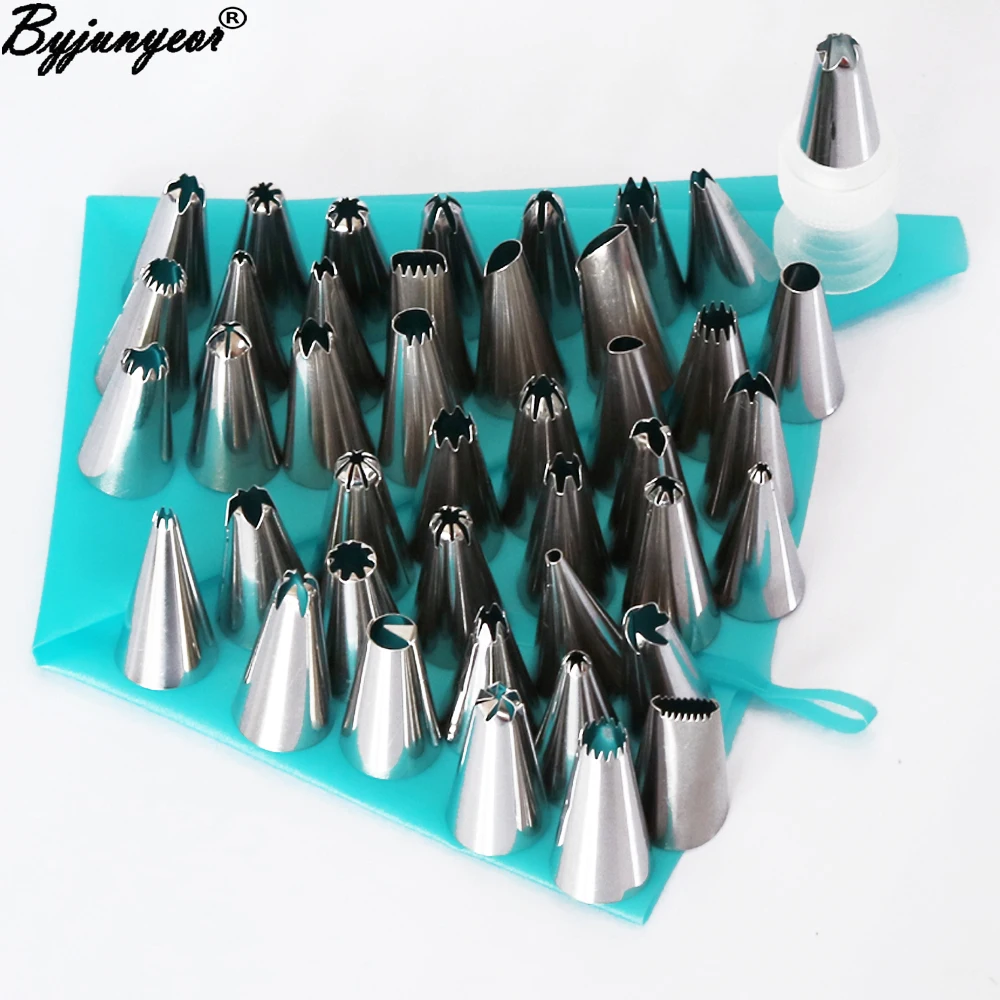 

Byjunyeor 44PCS Stainless Steel Icing Piping Nozzles Pastry Tips Rose Fondant Cake Decorating Tools Kitchen Baking Moulds CS145