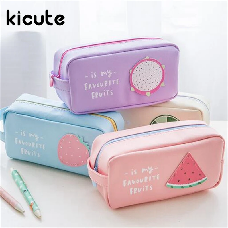 

Kicute 1pcs Cute Fruit Pencil Case Beautifully Travel Cosmetic Makeup Bags Pouch High Quality Office School Supplies for Student