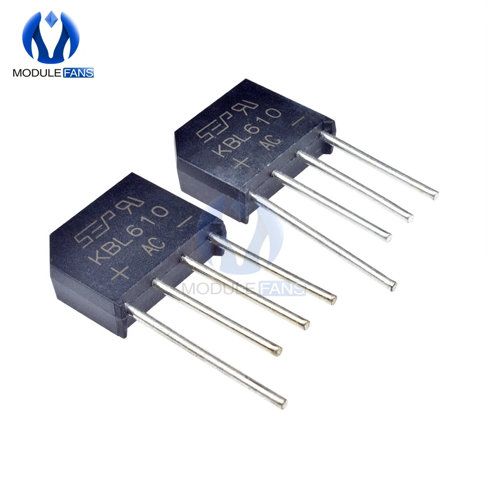 

10PCS Electronic Diy KBL610 1000V 6A Diode Bridge Rectifier Single Phase Bridge Rectifier KBL-610 High Temperature Soldering