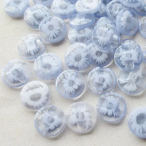 50 шт много 14 мм синий цвет цветок пластиковые пуговицы швейные/Аппликации/ремесло