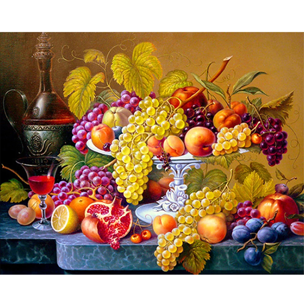 $3.77 Fruit Diamond Embroidery Kitchen Wall Home Decor Diamond Painting Full Square/Round Drill Crystal Mosaic Picture Rhinestone