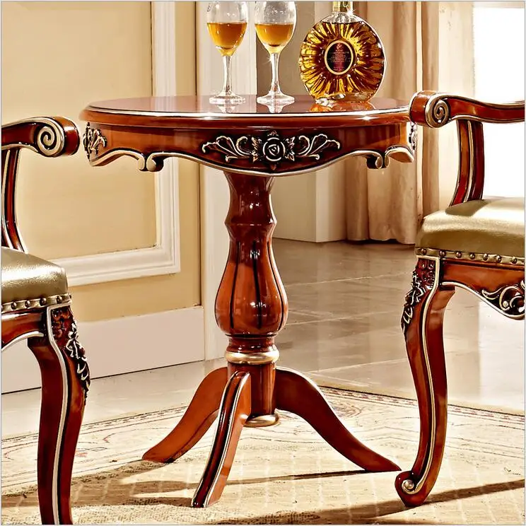 Antique Style Italian small table, 100% Solid Wood Italy Style Luxury tea Table Set pfy701