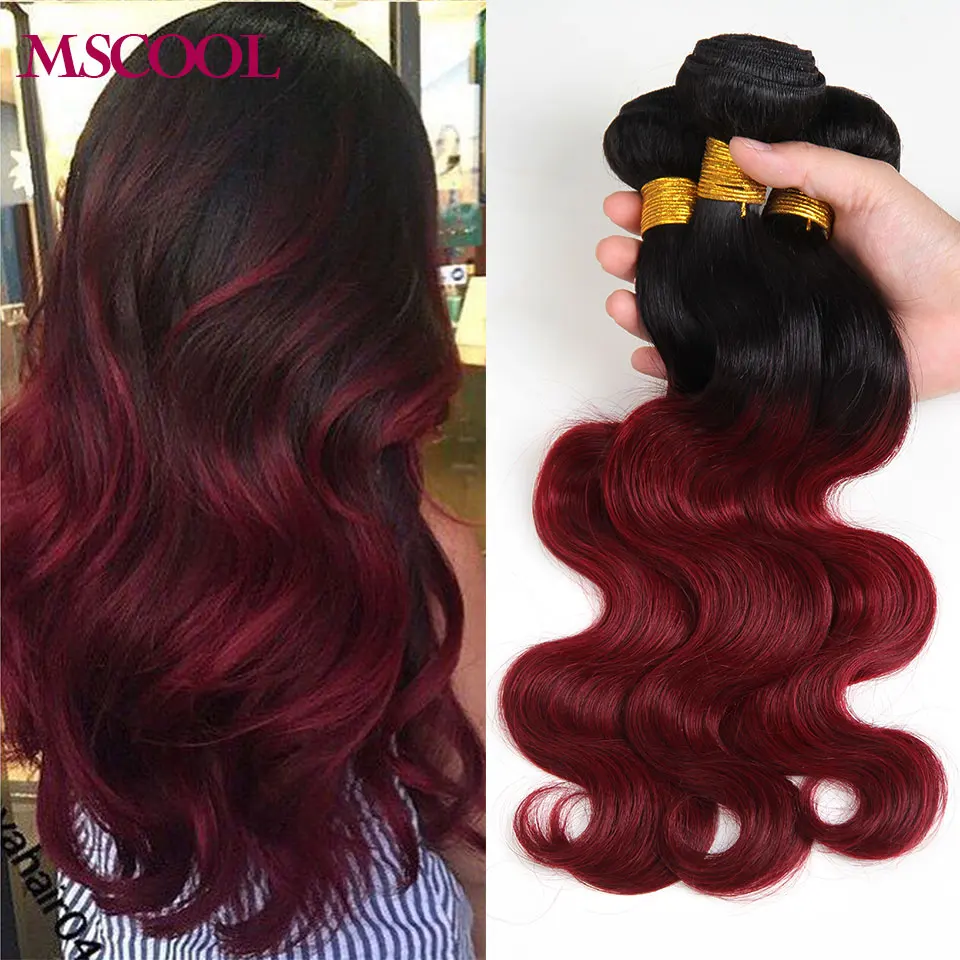 7A Ombre Brazilian Virgin Hair Brazilian Body Wave Red 99j Burgundy Brazilian Hair Weave 3 Bundles Ombre Human Hair Extensions