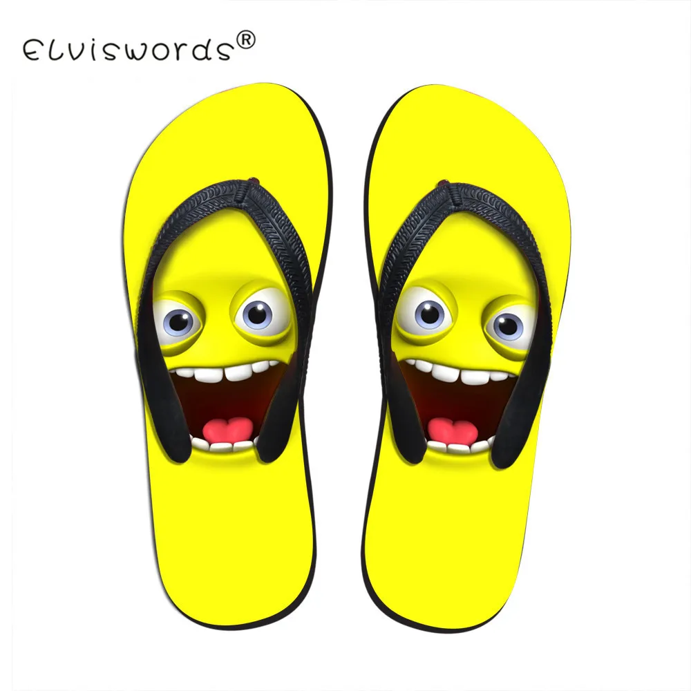 

2018 Summer Yellow Smile Men Flip Flops Emotion Printing Slippers Cool Beach Water Sandals Pantufa Zapatos Hombre Couple