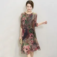 Для женщин летние Большие размеры Костюмы шелк винтажный богемский этнический вечерние женская одежда принт Пляжные наряды Элегантный vestidos de Festa