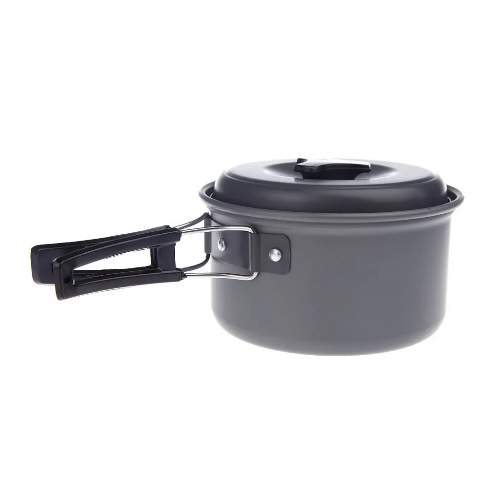 

Portable Outdoor Cooking Camping Pot Anodised Aluminum Foldable Handles Non-stick Cookware Utensil Picnic Hiking