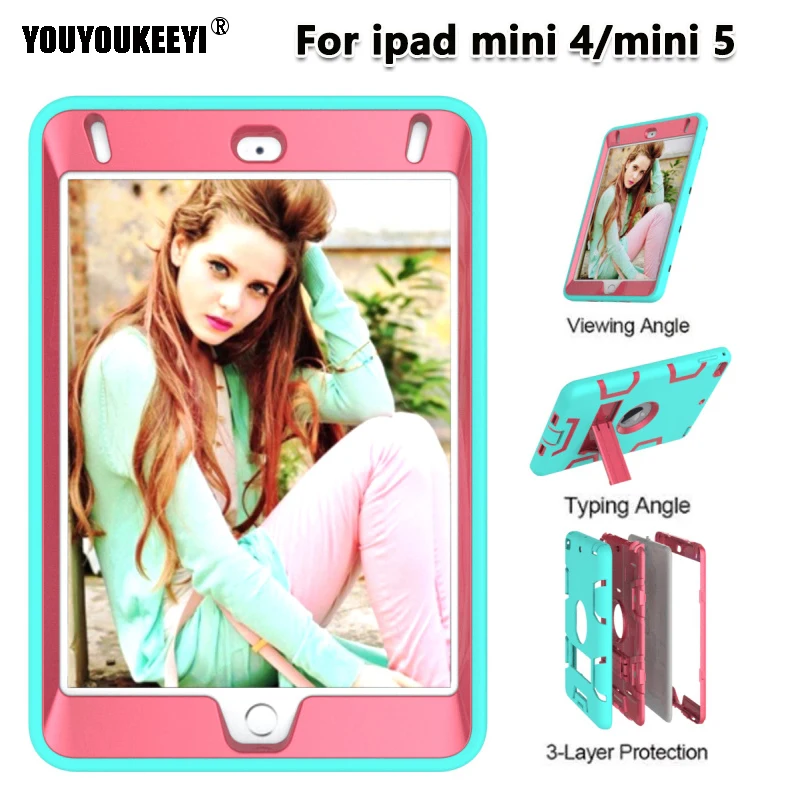 

For ipad mini 4/mini 5 Case Cover Funda 7.9inch Tablet Kids Safe Shockproof Silicone Hard Stand Hand Shell For ipad mini 5