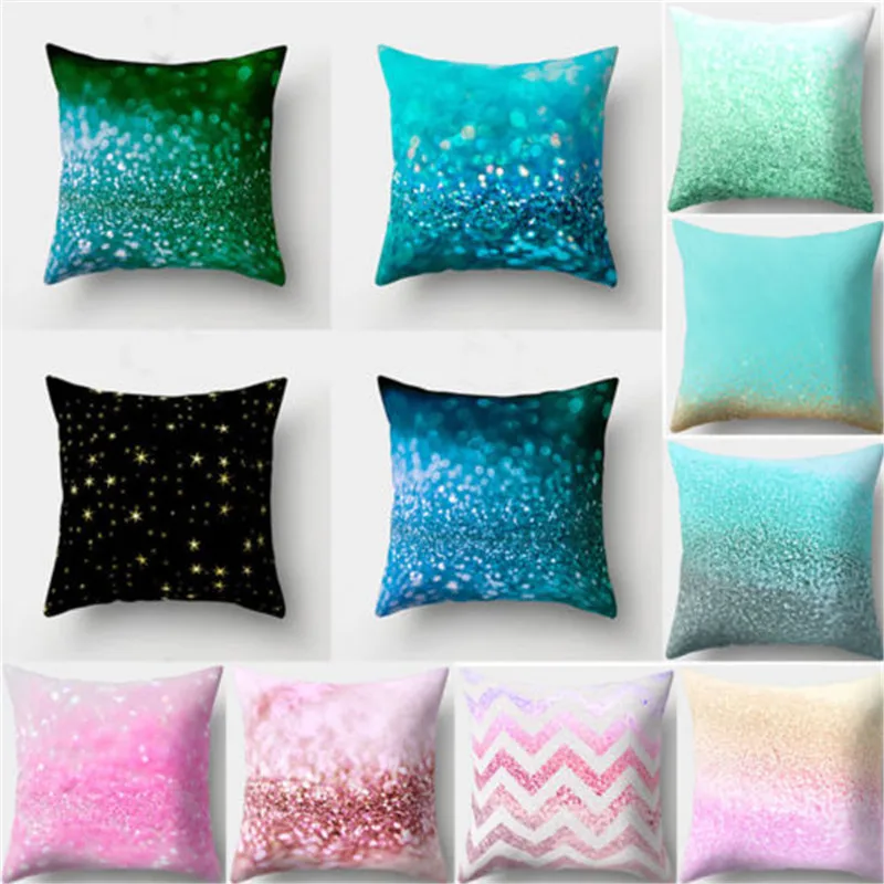 

Hot Luxurious Paillette Printed Throw Pillow Cases Colorful Gold Shining Peach Skin Velvet Soft Sofa Cushion Cover Home Decor