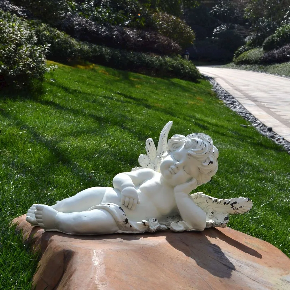 

Retro Angel Figurines Cupid Statue Art Sculpture Resin Crafts Home Decoration Ornament Wedding Gift 18 Inch R781