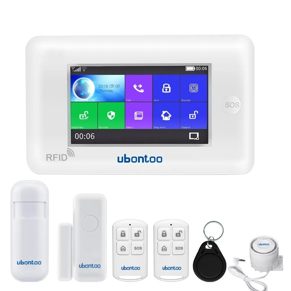 ubontoo All Touch Screen Alexa Version 433MHz GSM WIFI Smart Home Security Monitor Burglar Alarm System Kits