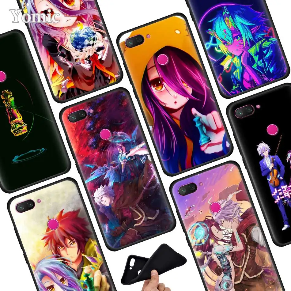 

No Game NO life Anime Black Silicone Phone Case for Xiaomi 6X 5X Mi 8 A1 A2 Lite Poco F1 Mi Play Redmi 6 7 Pro Cover