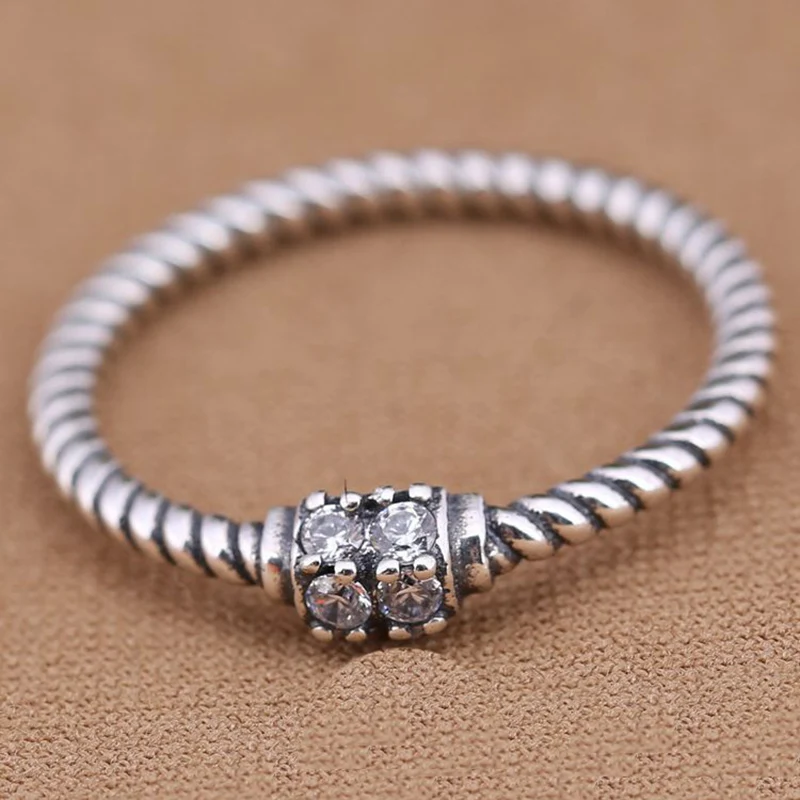 

925 Sterling Silver Retro Twist series Rings Compatible With Fit for Engagement rings women Jewelry Present gifts