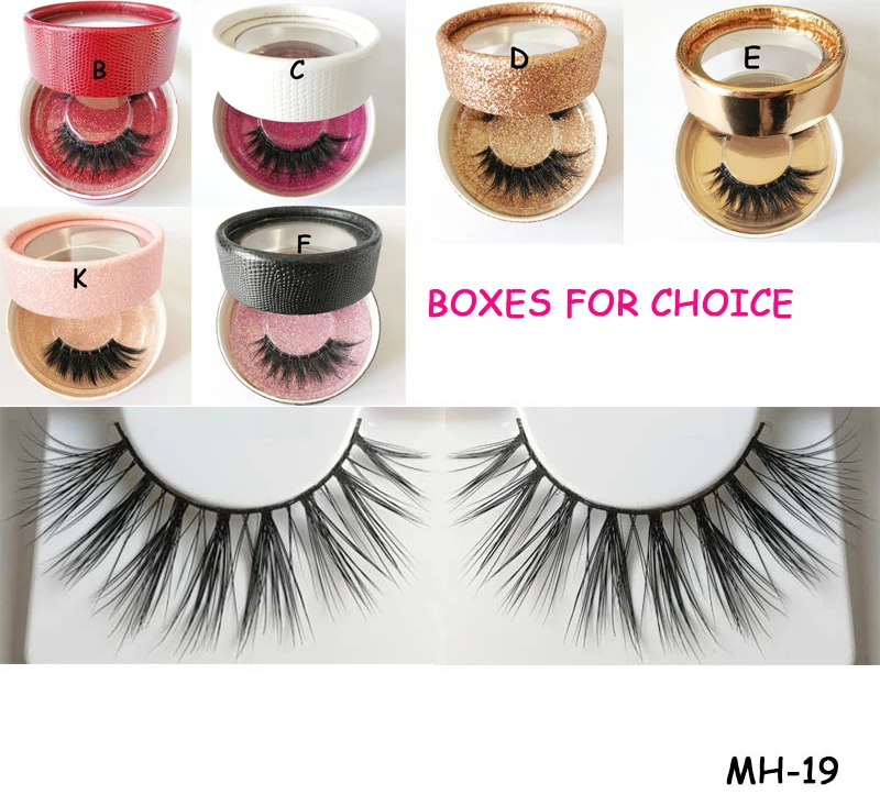 MH-19 Black 100% mink Heavy stage make-up private logo and package-box natural style hair lashes handmade | Красота и здоровье