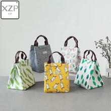XZP New Waterproof Oxford Portable Lunch Bag Tote Thermal Insulation Cartoon Animal Plant Pattern Travel Picnic Cartoon Lunchbox