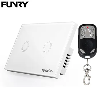 

FUNRY US Standard smart touch wall switch smart home diy 433mhz receiver remote control touch switch 2 gang 1 way 120x72x59mm