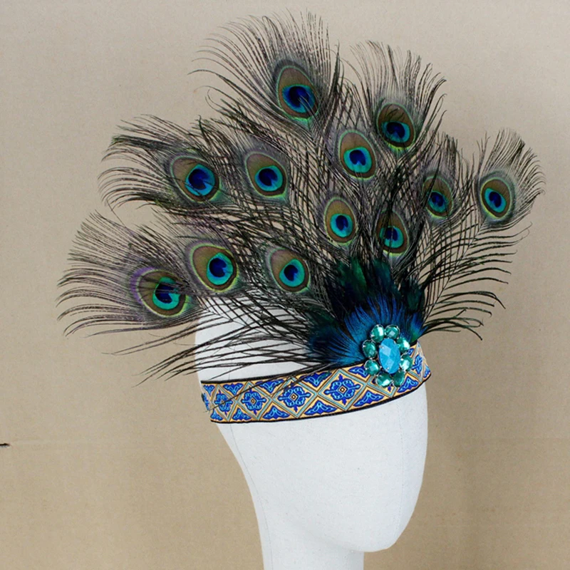 

Adults and Kids Halloween Carnival Party Peacock Feather Headdress Fashion Hair Band Dance Performance Show Hair Accessories