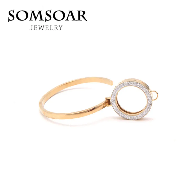 Роскошный магнитный браслет Somsoar Jewelry из нержавеющей стали с двойным кристаллом