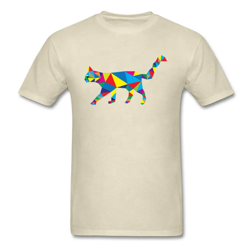 Newest Modern Cat Casual Short Sleeve T Shirt Mother Day O Neck Cotton Fabric T Shirt for Men Tops & Tees Cool Modern Cat beige