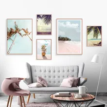 Landscape Wall Art Canvas Prints Pineapple Wall Pictures For Living Room Beach Coconut tree Poster Vintage Home Decor Unframed