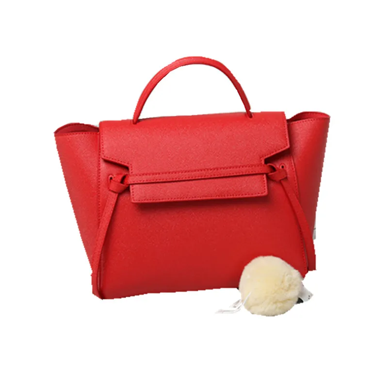 

Caker 2018 Women Large Big Genuine Leather Handbag Wing Bag Trapeze Handbag Elegant Lady Red Belt Shoulder Bag Crossbody Bag