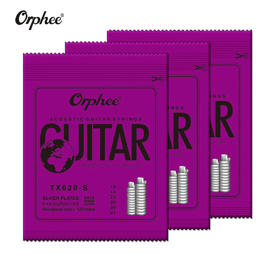 Новые Струны для акустической гитары Orphee специальное посеребренное