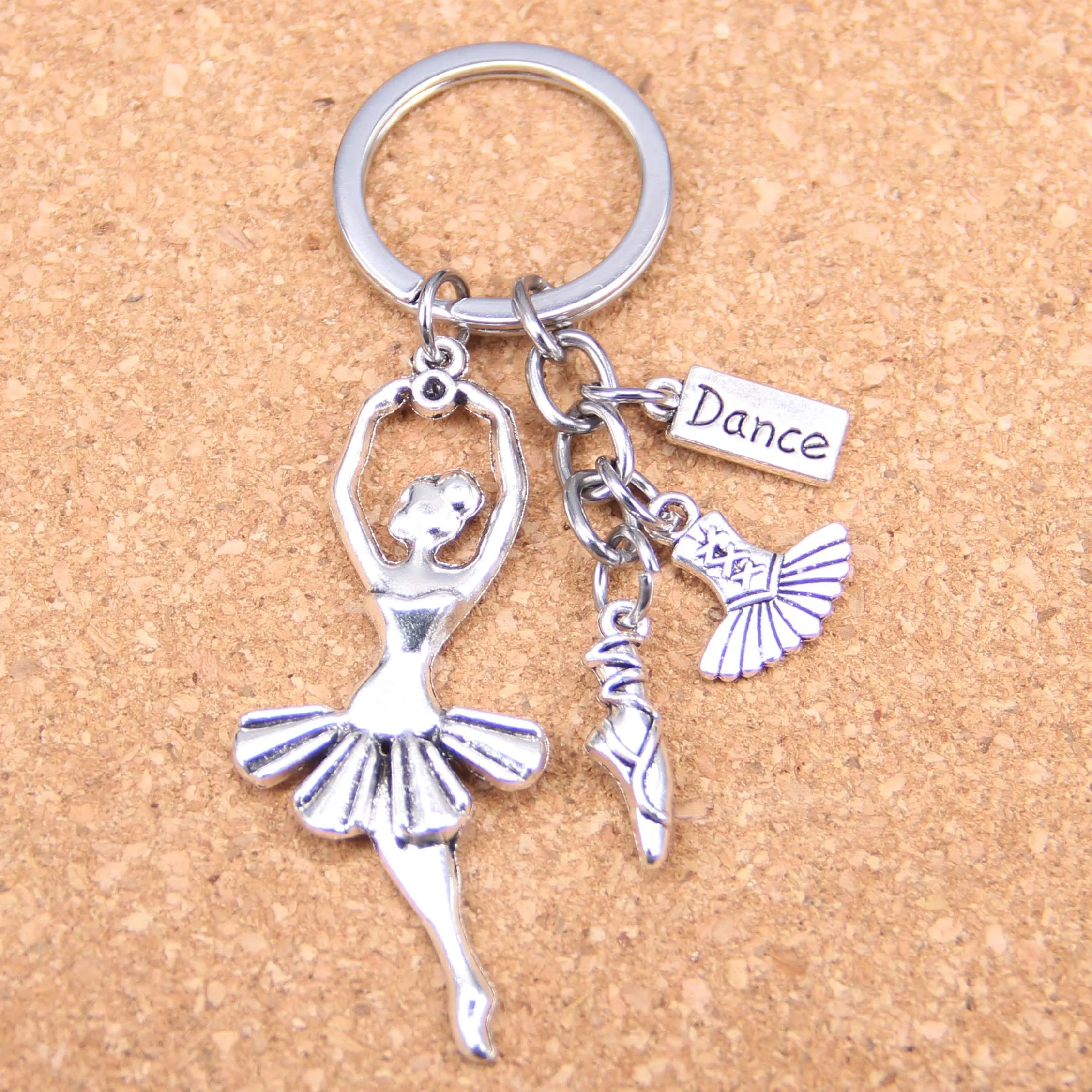 

2pcs DIY Keychain ballet dancer ballerina shoes skirt Pendants Men Jewelry Car Key Chain Souvenir For Gift