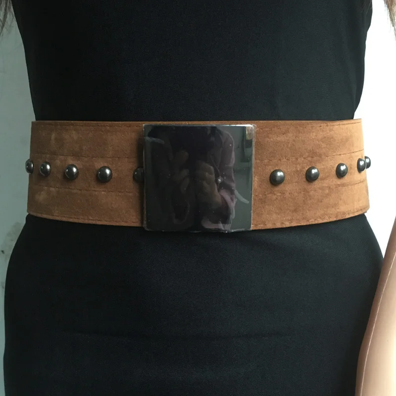 New Fashion Punk Metal Metal Rivet Waist belt Unisex Wide Big buckled