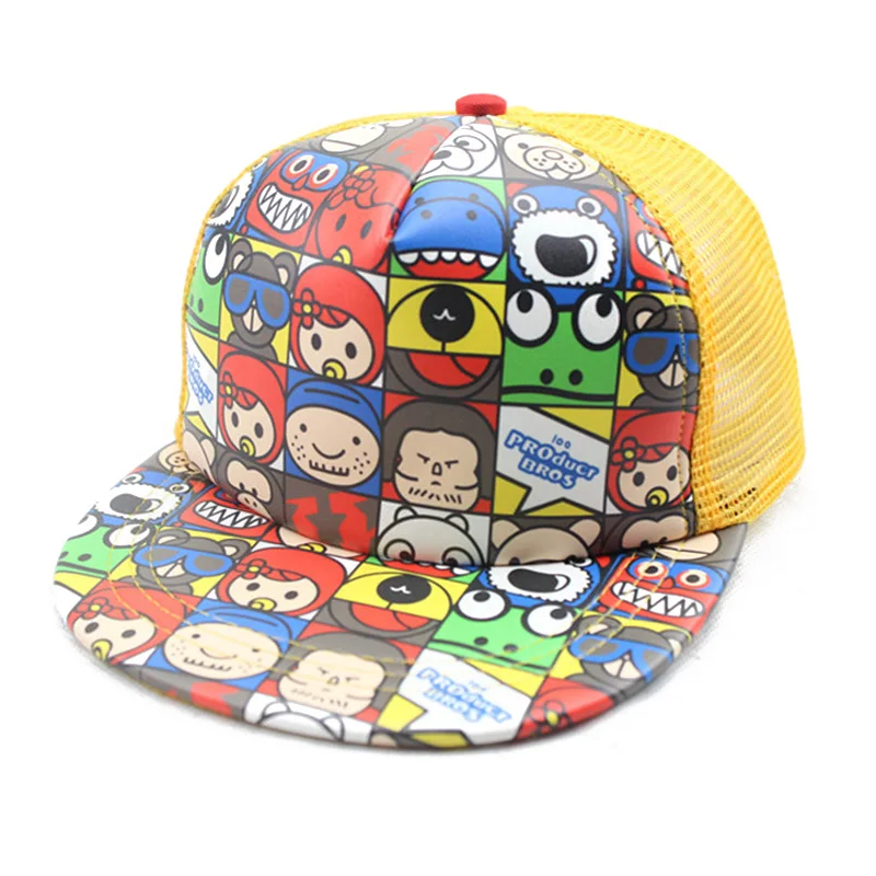 Новая детская одежда для маленьких мальчиков, Женская бейсбольная кепка, Модная красочная Солнцезащитная шляпа с героями мультфильмов, детские головные уборы для девочек и мальчиков, аксессуары в стиле хип-хоп на лето - Цвет: yellow