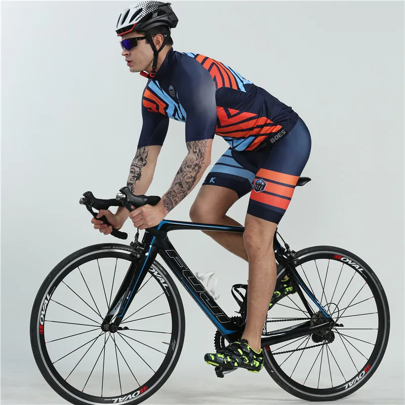 2019 BOESTALK men cycling jersey set summer short sleeve stripes cycling clothes ropa ciclismo hombre bike sports cycling kit