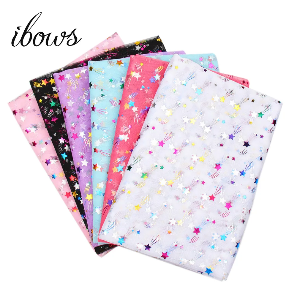 

IBOWS 90*150cm Meteor Printed Fabric Tulle Mesh Patchwork Materials DIY Crafts Chiffon Fabrics For Sewing DIY Dolls Cloth Fabric