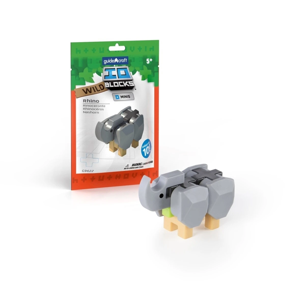 Guidecraft G9632 IO Blocks Minis Wild Rhino Pack of 10 (1)
